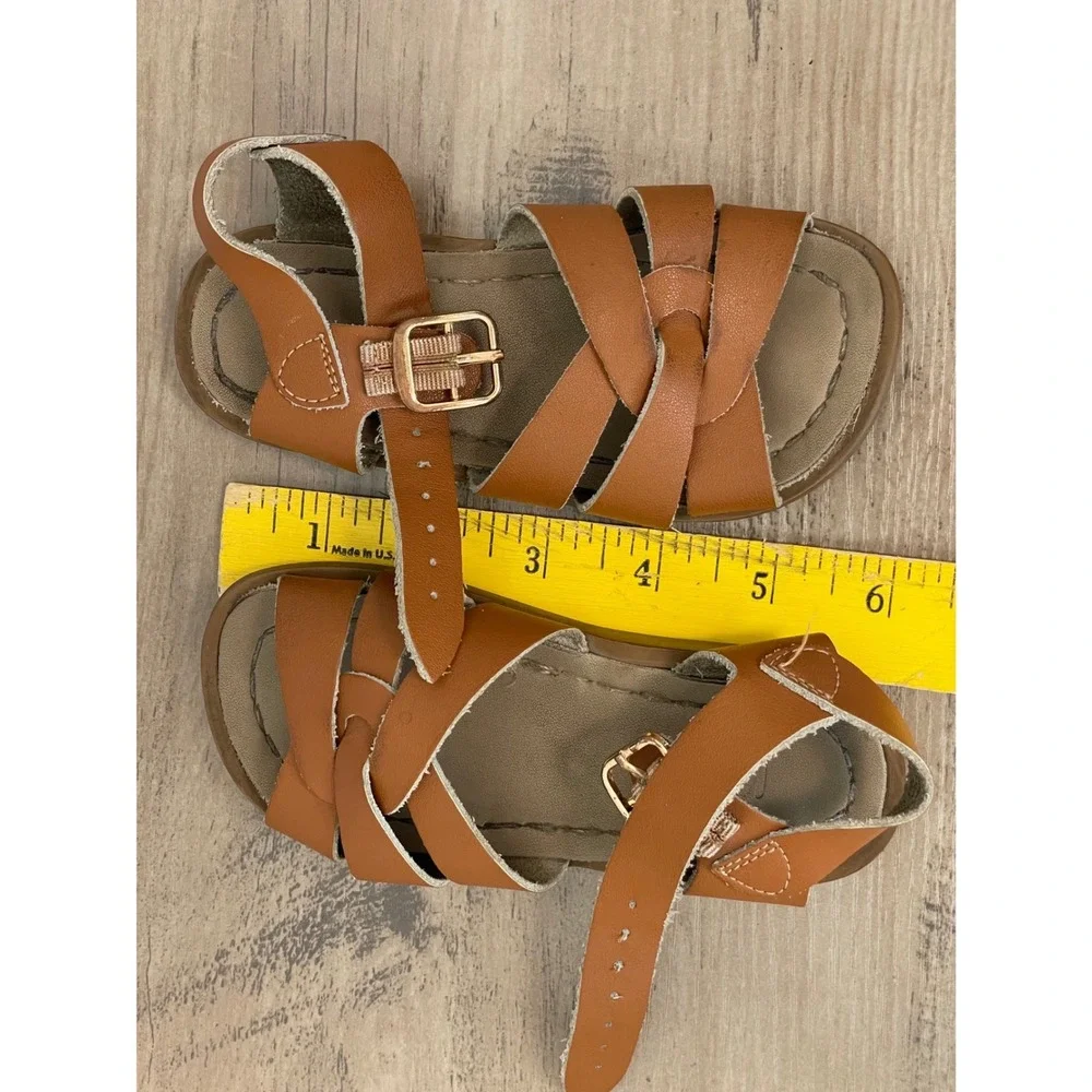 Weestep Strappy Sandals Classic Toddler Unisex 7 Brown Leather Buckle Shoes